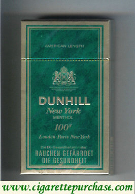 Dunhill New York Menthol 100s cigarettes hard box